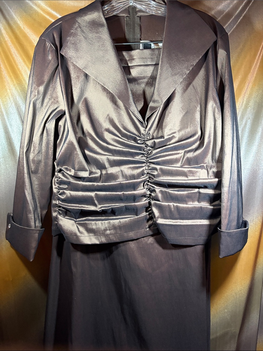 Size 18 Tadashi Satin Ruched Front Women's‎ Dress chocolate/bronze NN